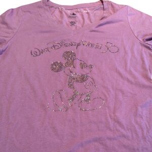 Disney Sparkly Purple Mickey Mouse Short Sleeve Tee